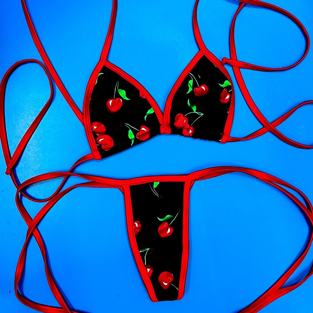 Microkini Cherries Bikini  Swimsuit XXS-XL